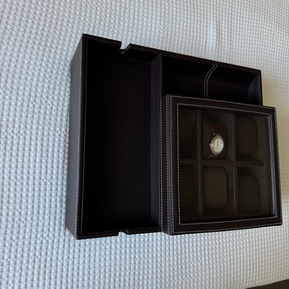 Brown Leather Jewelry And Watch Organizer - Picture 3 of 8